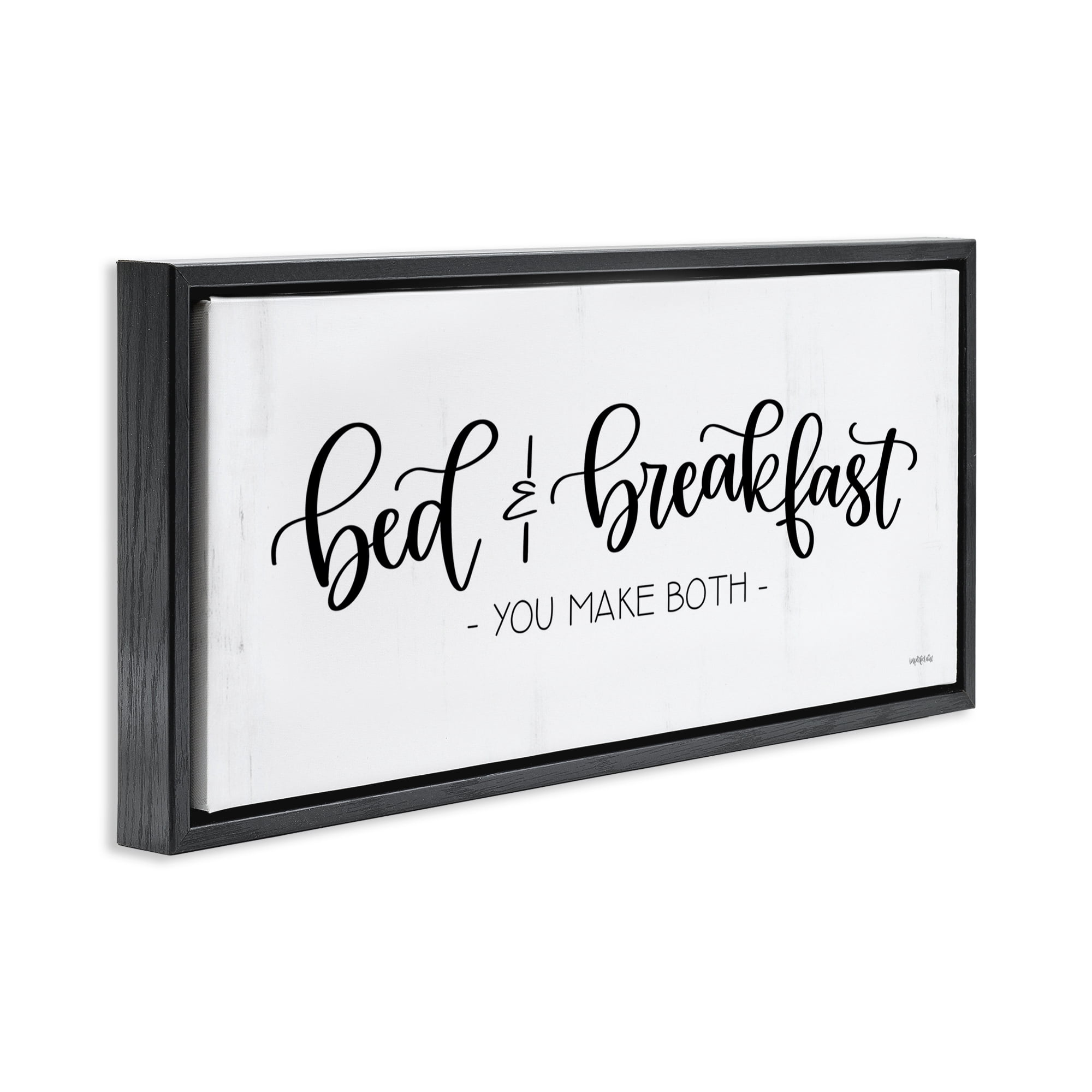 Stupell Industries Bed & Breakfast Make Both Typography Painting Black Floater Framed Art Print Wall Art, 31 x 14