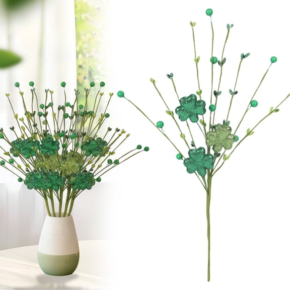 CAIMYY Artificial Greenery Berry Stems Saint Patricks Day Decorations Flexible Picks For Diy Holiday Crafts Home Table Centerpiece Irish Theme