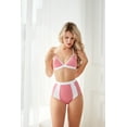 thumbnail image 3 of LIORA Women Polka Dot Halter Bikini Bowknot Front with High Waisted Bottom Swimsuit Pink, 3 of 6