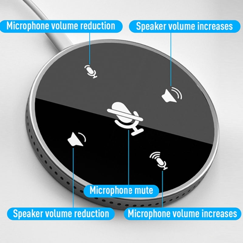 USB Conference Microphone with Speaker, Dual Channel Omnidirectional Speakerphone Computer Mic with 360 ° Voice Pickup