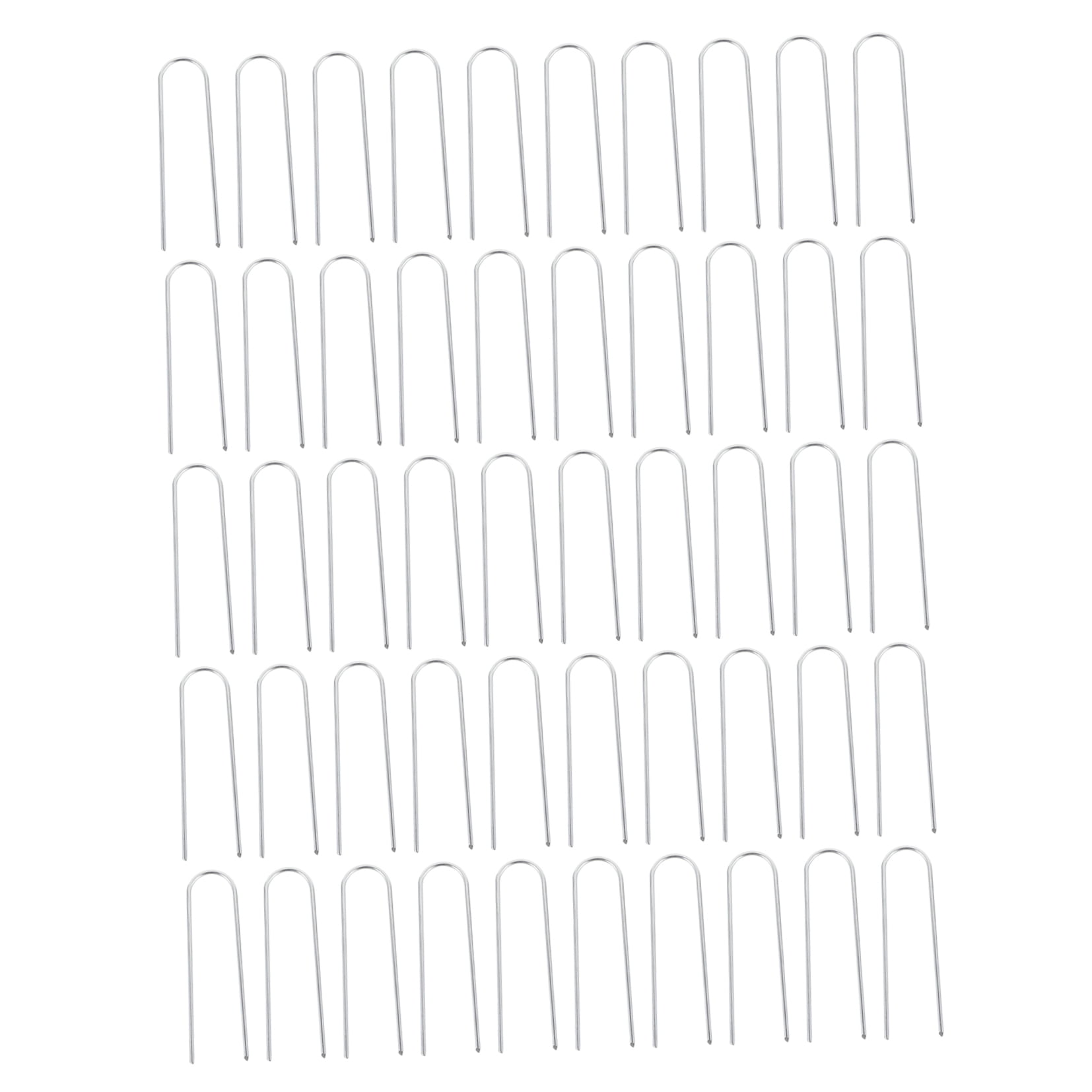 Mobutofu 50Pcs Silver U-shaped Metal Stakes For Ground Anchoring Tents And Canopies