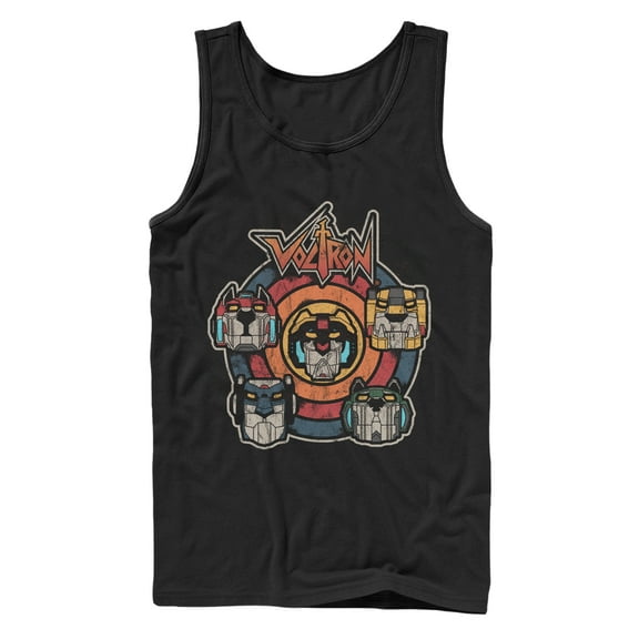 Men's Voltron: Defender of the Universe Retro Lion Target Tank Top Black X Large
