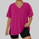 thumbnail image 2 of Mujeres Más Tamaño Manga Larga Tops con Cuello en V, Color Sólido Doblado Hendidura Suéter para el Uso Casual Diario en el Hogar, 2 of 6