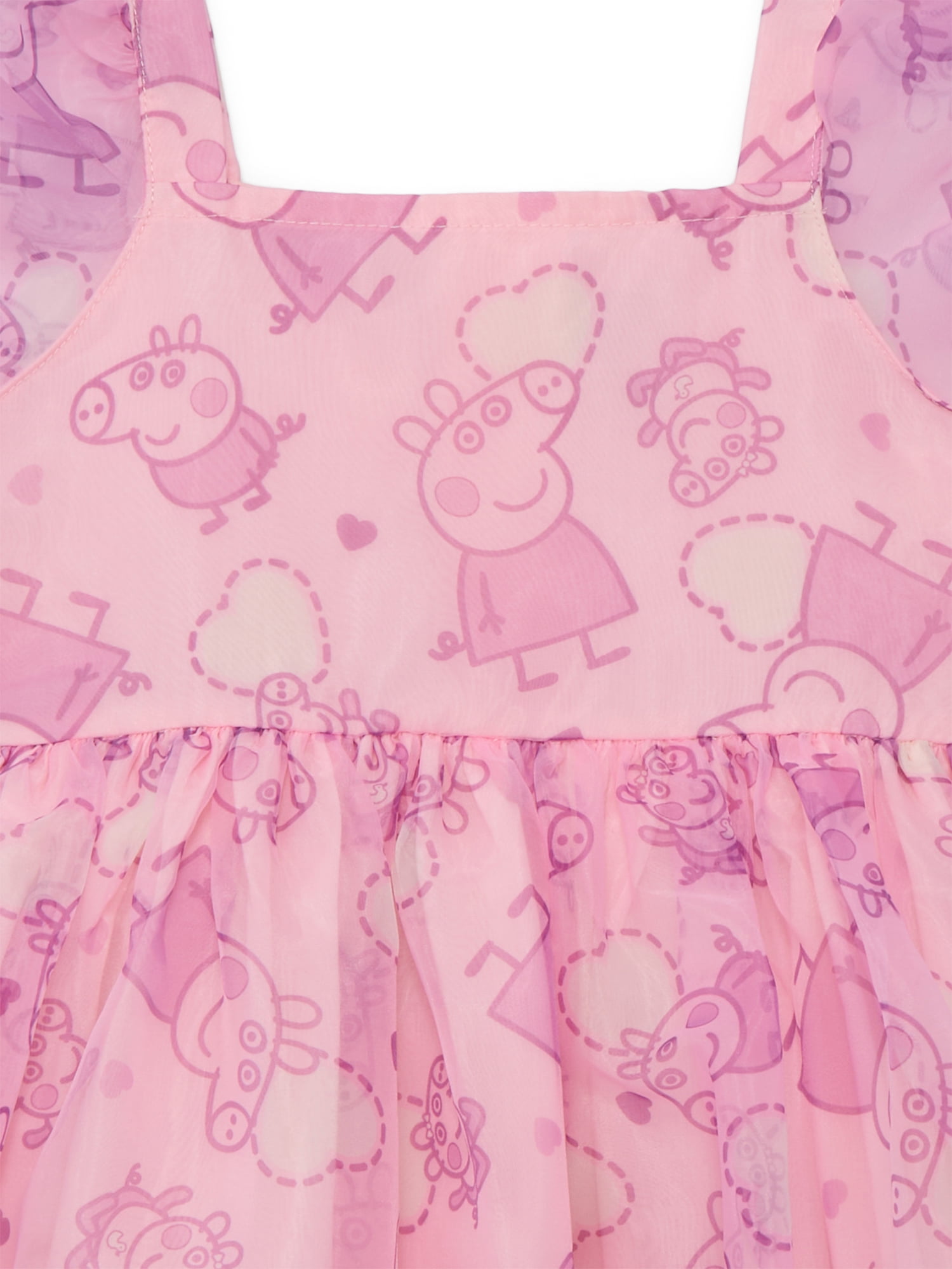 Peppa Pig Toddler Girls' Print Dress with Puff Sleeves, Sizes 12M-5T