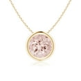 thumbnail image 1 of Angara Collier en Morganite Naturelle - Pendentif Solitaire Rond avec Lunette de 1,1 ct en Or Jaune 14K pour Femmes, 1 of 8
