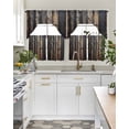 thumbnail image 4 of Black Brown Plank Swag Curtains for Living Room/Bedroom Windows, Vintage Chic Wooden Grain Kitchen Curtains and Valances Set 36 Inch Length, Light Filtering Swags Valance Curtain Panels, 4 of 5