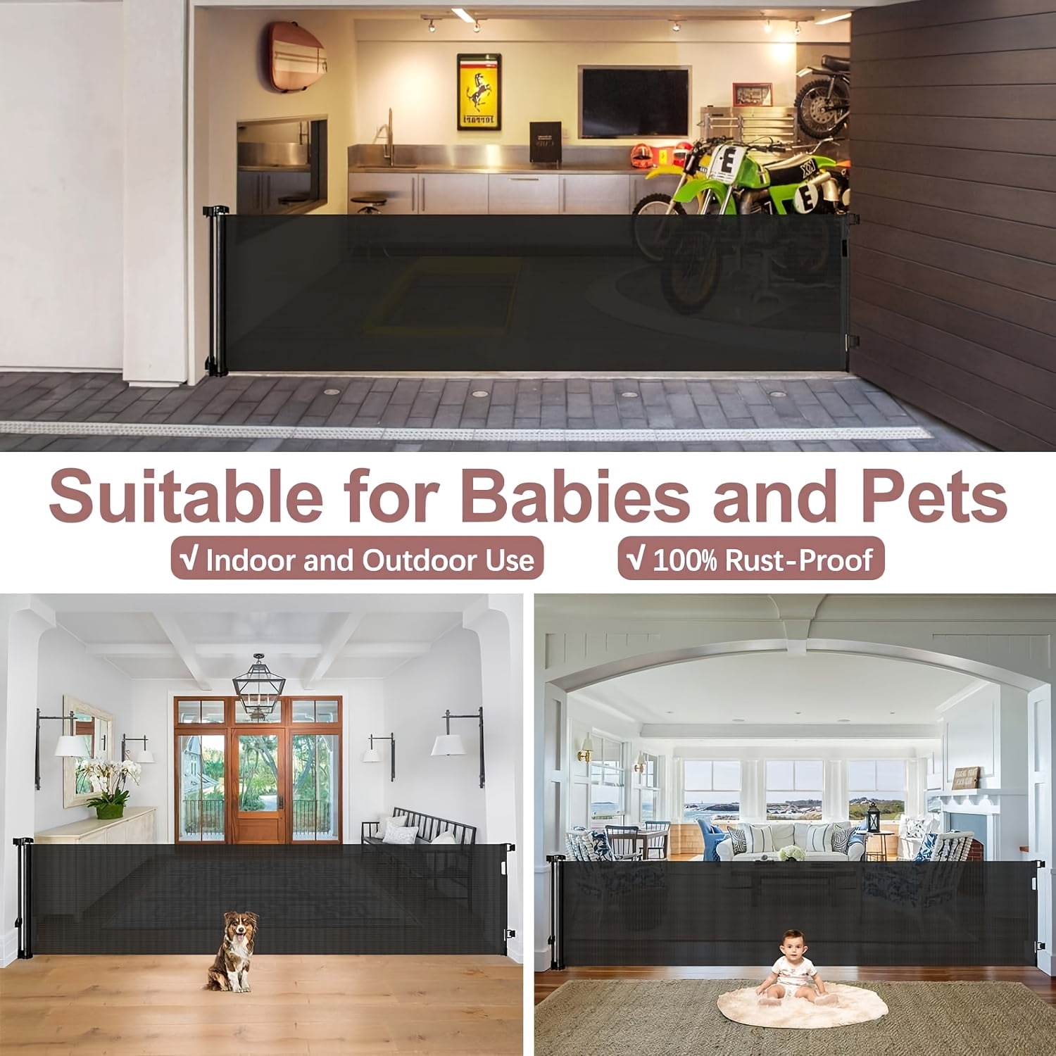 120inch Portable Mesh Safety Gate - Foldable, Easy-Install, Stair, Doorway, Hallway And Pet Gate for Dogs Safety, Secure And Convenient Barrier for, Pets