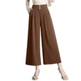 thumbnail image 3 of Women's High Waist Wide Leg Pants, Soft Elastic Waist Pull On Trousers, Flowy Drape Style Pants, Lightweight Breathable Pants, Comfortable Loose Fit Bottoms, Elegant Casual Trousers Brown, 3 of 10