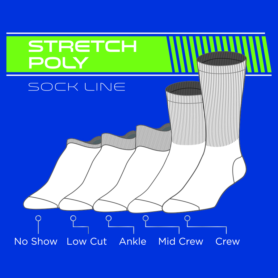Mens Performance Stretch Movefx Mid Crew Socks 6 Pack