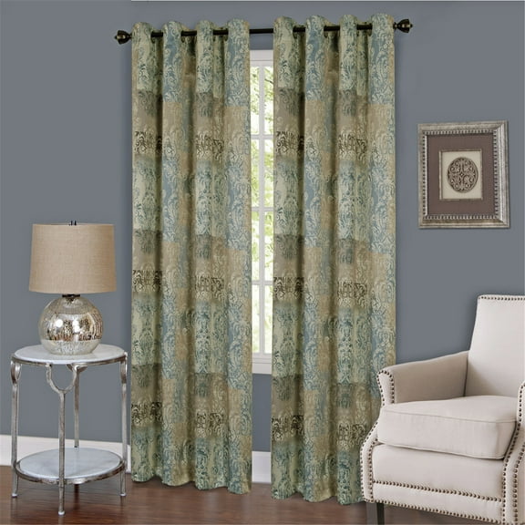 Achim Vogue Window Curtain Grommet Panel - Color: Blue, Size: 84X50