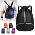 thumbnail image 1 of Xihbxyly Mochila Deportiva con Cordón, Material Impermeable, Diseño Multibolsillos, Compartimento para Zapatos, Bolsillos Laterales de Malla, Correas de Hombro Ajustables, Ideal para Gimnasio, Viajes, 1 of 7