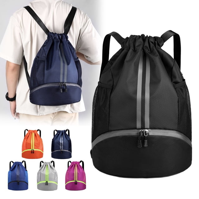 Xihbxyly Mochila Deportiva con Cordón, Material Impermeable, Diseño Multibolsillos, Compartimento para Zapatos, Bolsillos Laterales de Malla, Correas de Hombro Ajustables, Ideal para Gimnasio, Viajes