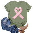 thumbnail image 4 of Pink Ribbon Shirts for Women Cancer Awareness Short Sleeve Crew Neck Tops Inspirational Casual Relaxed Fit Tees Z001-Army Green S, 4 of 4