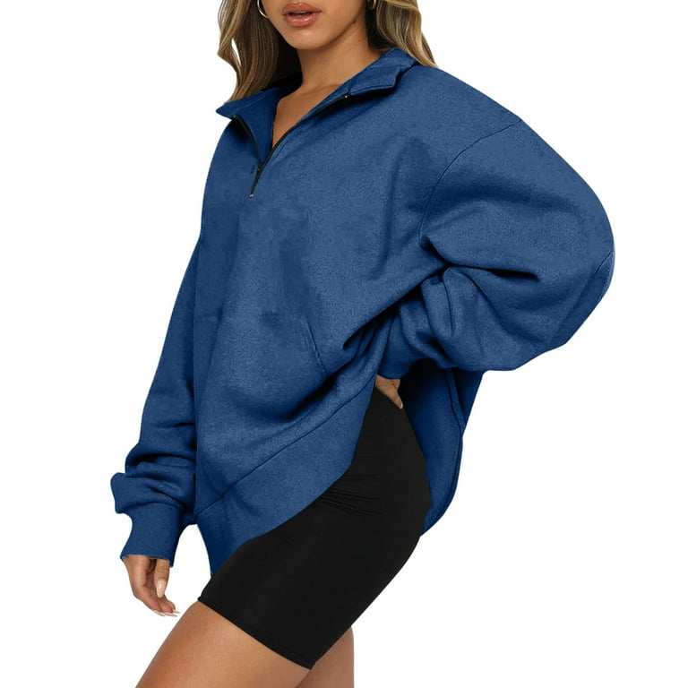 Hoodies for Women Womens Oversized Half Zip Pullover V Neck Long