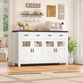 thumbnail image 4 of Homfa Buffet Cabinet with 2 Large Drawers & Glass Doors, 55.1” W Kitchen Sideboard Storage Cabinet with Adjustable Shelves, Buffet Table Dining Room Cabinet, White & Black, 4 of 8