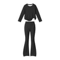 thumbnail image 6 of Zpanxa Girls Fall Outfits Solid Color Long Sleeve Crew Neck Top and Flared Pants Two Piece Set, 6 of 6