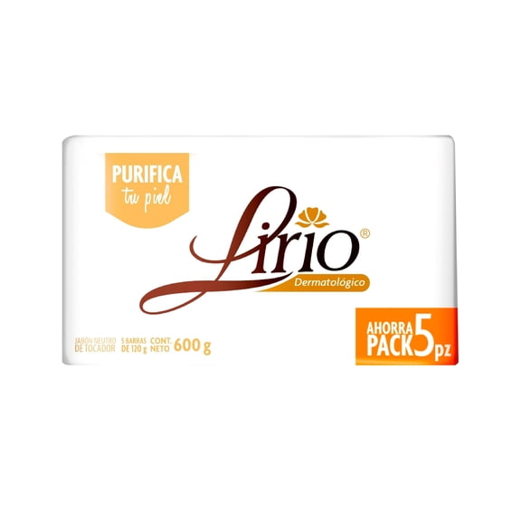 Jabón de tocador Lirio dermatológico 5 pzas de 120 g c/u