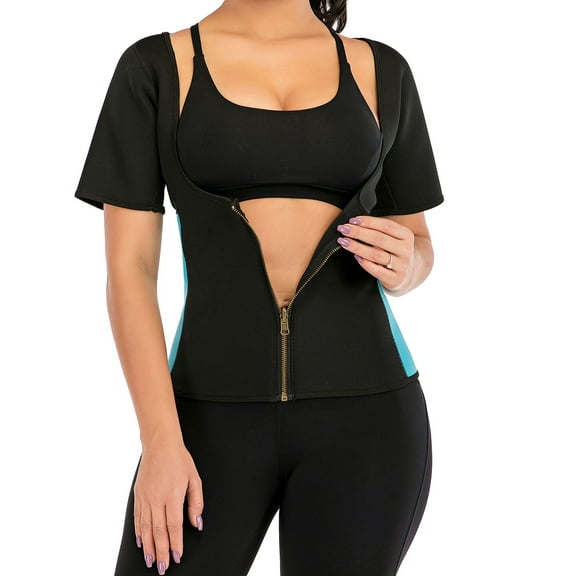 SHCKE Women Sauna Sweat Vest Waist Trainer with Zipper Corset Weight Slimming Workout Body Shaper Tank Top