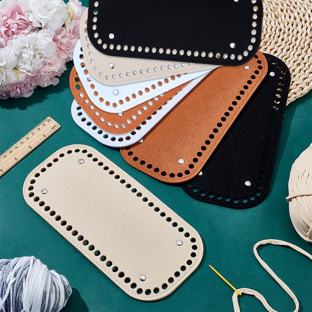 8Pcs 4 Colors Rectangle Felt Bag Bottom for Knitting Bag Women Bags Handmade DIY Accessories Mixed Color 250x120x4mm Hole: 7.5mm 2pcs/color DIY