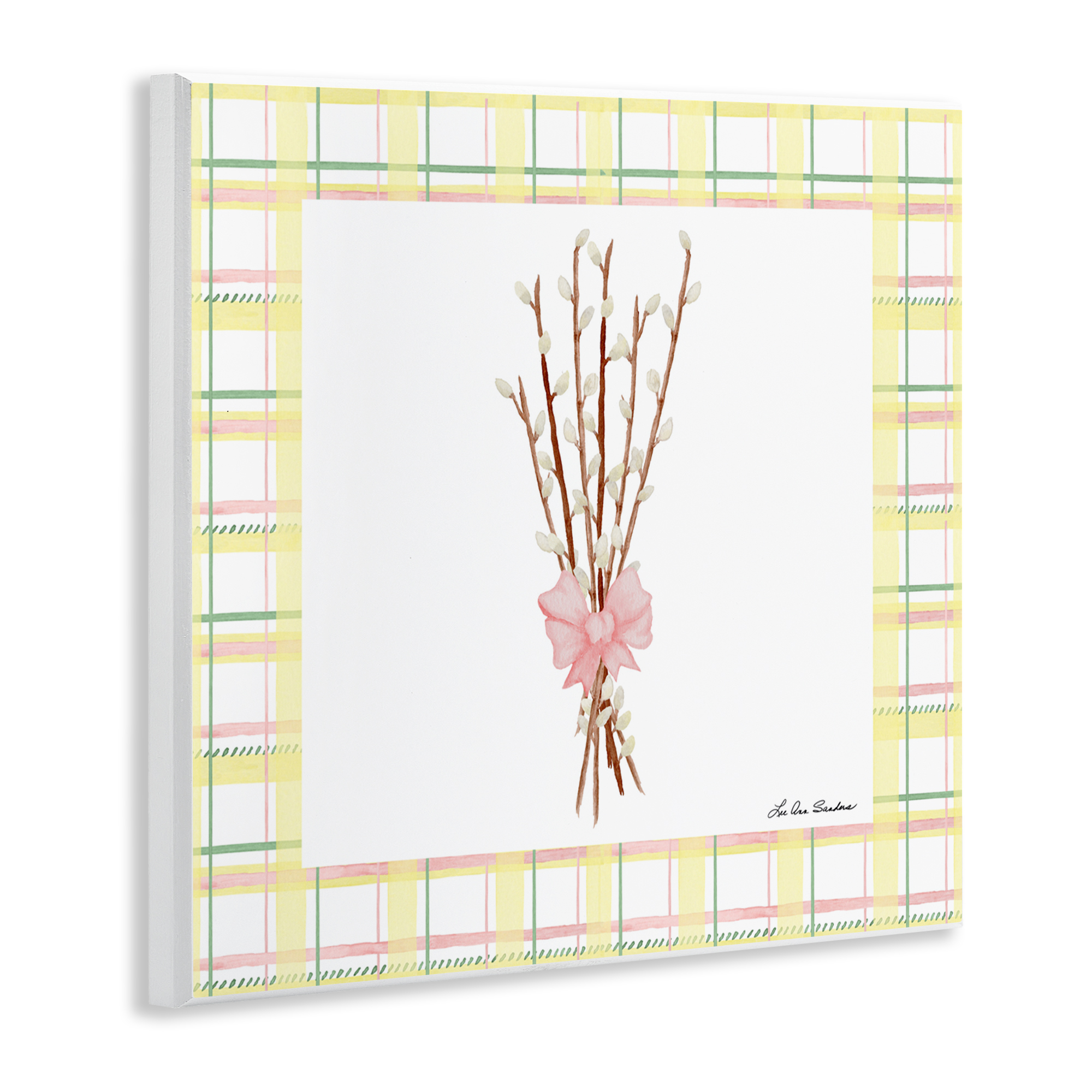 Pastel Spring Pussy Willow Wall Plaque Art, design by Lee Ann Sanders
