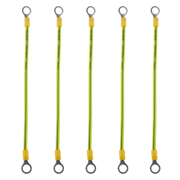 Liukekj 5Pcs Universal Automotive Ground Strap Copper Vehicle Grounding Cable Straps Automotive Engine Copper Ground Strap with Ring Terminals for Most Cars