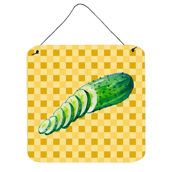 Carolines Treasures BB7199DS66 Cucumber on Basketweave Wall or Door Hanging Prints 6x6 multicolor