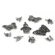Cousin DIY Metal Butterfly Focal Pendant Charms, 10 Pc, Silver Finish, Unisex