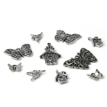 DIY Metal Butterfly Focal Pendant Charms, 10 Pc, Silver Finish, Unisex