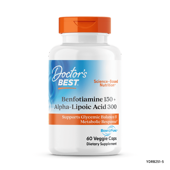 Doctor's Best Benfotiamine 150   Alpha-Lipoic Acid 300 with BenfoPure, Non-GMO, Vegan, Gluten Free, Promotes Healthy Blood Sugar, 60 Veggie Caps