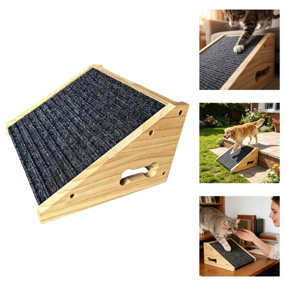 Pet Ramp, Ramp for Dogs, Solid Pine Wood, 11.81X9.84 In, Carpeted Non Slip Surface, Stair Ramp for Dogs, High Bed Access,Wood 1PCS