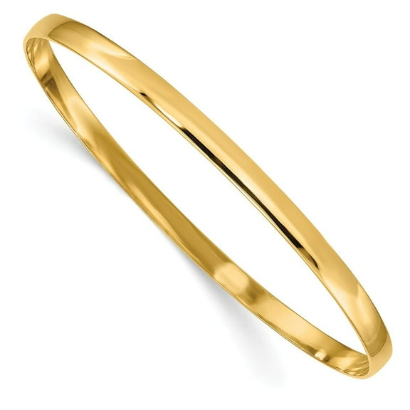 14K Yellow Gold bracelet Bangle 4 mm 4mm Solid Polished Half-Round Slip-On