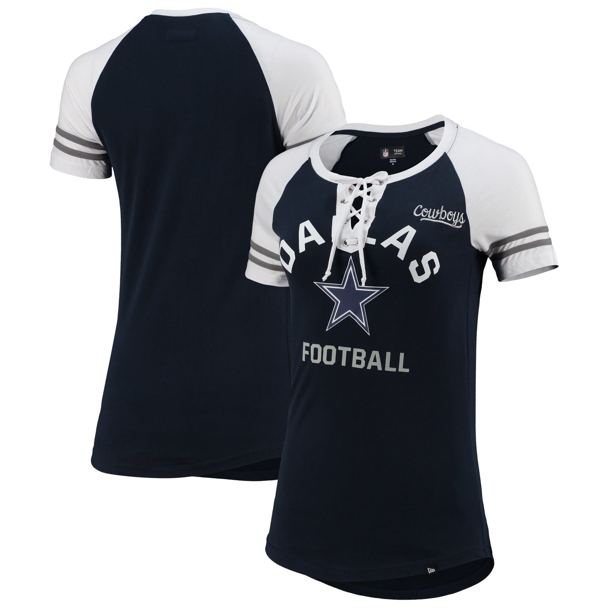 Era Navy Dallas Cowboys Lace-Up Raglan 