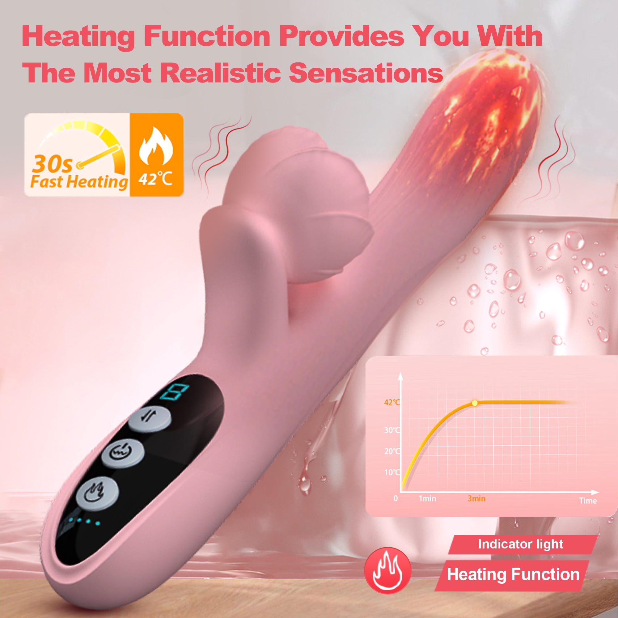 ESVOW Thrusting Rose Vibrator for Women Pleasure Female Sex Toys with 7 Vibrating & 7 Telescopic & Heating Modes Waterproof Silicone Adult Toy Stimulator for Couples