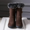 thumbnail image 6 of Fuzzy Platform Snow Boots for Women Suede Pull on Buckle Strap Anti-Slip Winter Mid Calf Booties, 6 of 9