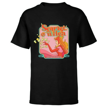 Marvel Avengers Scarlet Witch Wanda Hero Vibes Comic Retro – Short Sleeve T-Shirt for Kids – Customized-Black