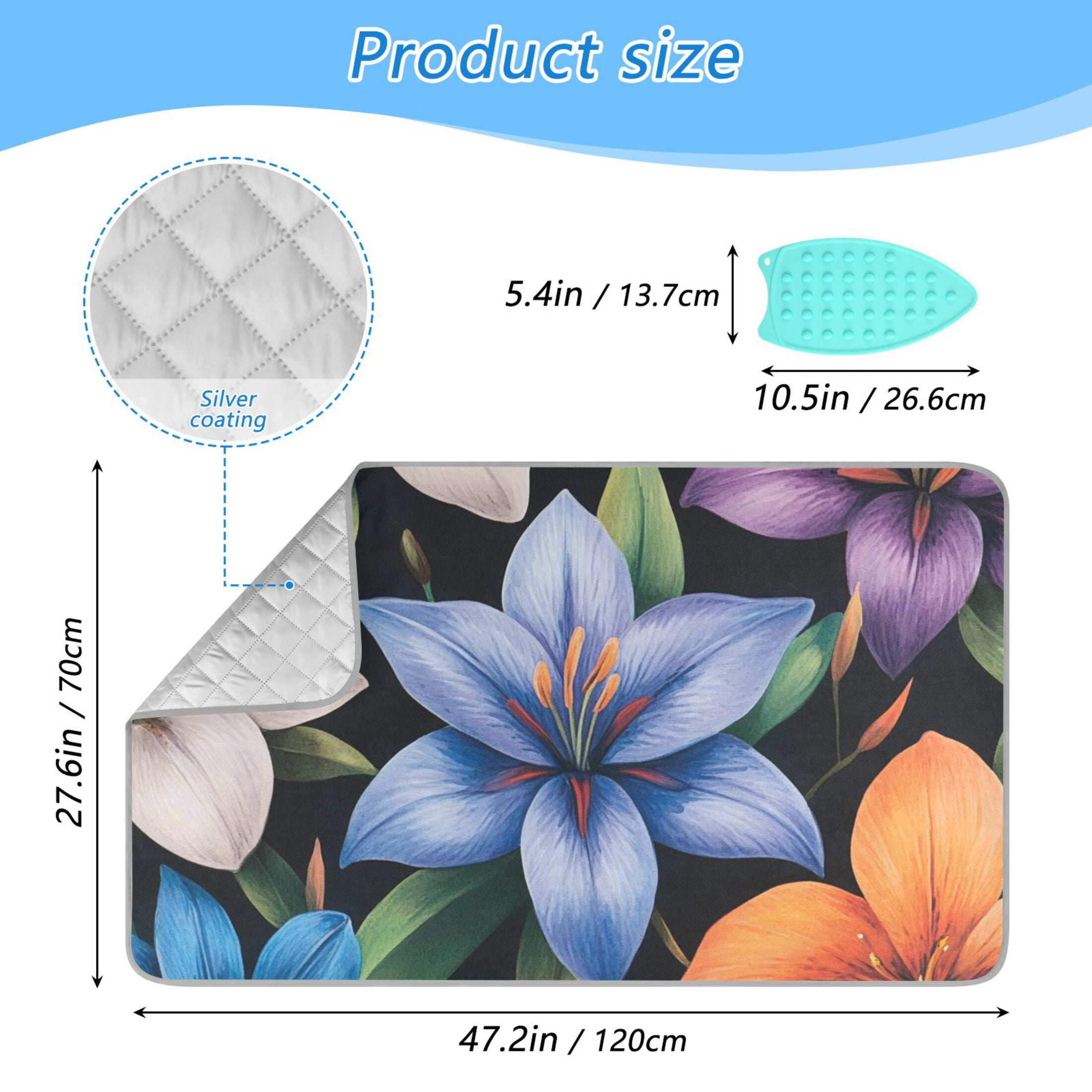 Vintage Various Flowers Ironing Mat Blanket for Table Top Travel Portable Ironing Board Pad 47.2x27.6 Inch