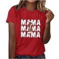 thumbnail image 1 of Mujeres Manga Corta Tops Impreso Cuello Redondo Camiseta Superior, Poliéster Spandex Vintage Humor, 1 of 4