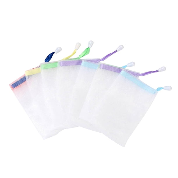 Juego de 7 Bolsas de Jabón Suaves para Ducha Bolsa de Jabón con Cordón para Espumar y Secar Bolsa de Jabón Colgable