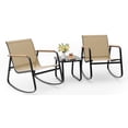 thumbnail image 3 of Noelse 3 Piece Outdoor Rocking Bistro Set, Textilene Fabric Patio Furniture Set with Heat-Resistant Armrests and Coffee Table for Lawn, Balcony, Brown, 3 of 12