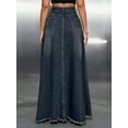 thumbnail image 2 of Women's Retro Distressed High Waist Frayed Hem A Line Wash Maxi Long Denim Skirt with Pockets, 2 of 11