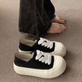 thumbnail image 1 of Zapatos feos y lindos con punta grande, zapatos elegantes para mujer, zapatos de lona bidireccionales a juego para primavera, zapatos blancos de suela gruesa, 1 of 6