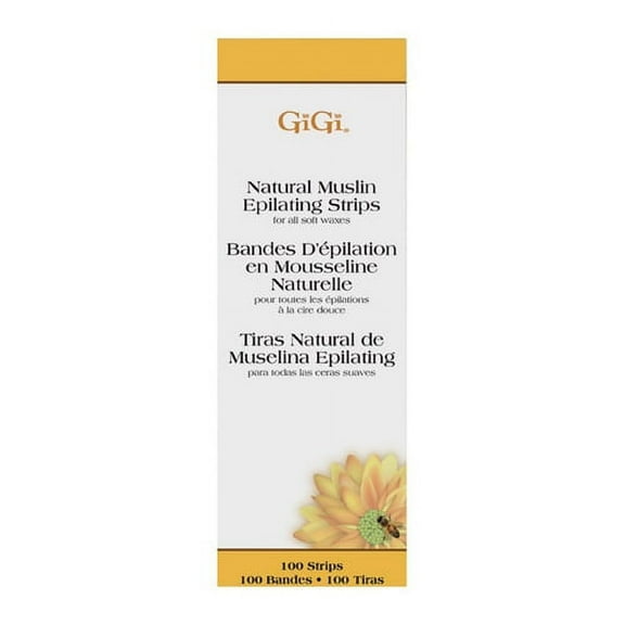 Gigi Petite Natural Muslin Depilatory Wax Strips Epilating Hair Removal, Small, 100 Ea