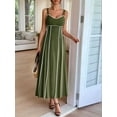 thumbnail image 3 of Osfvolr Women'S Striped Maxi Dress Spaghetti Strap Cut Out Flowy Long Dress Green L, 3 of 5