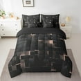 thumbnail image 3 of Light Pink Black Twin Bedding Set,Abstract Geometric Comforter Set 7 Piece Neon Plaid Checkered Bed in a bag For Teen Women Stereoscopic Square Grids Bed Set, 3 of 6