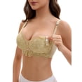thumbnail image 4 of INSPIRE CHIC Nursing Bra for Women's Lace V Neck Wirefree Light and Breathable Maternity Bralette B 36 Yellow, 4 of 4