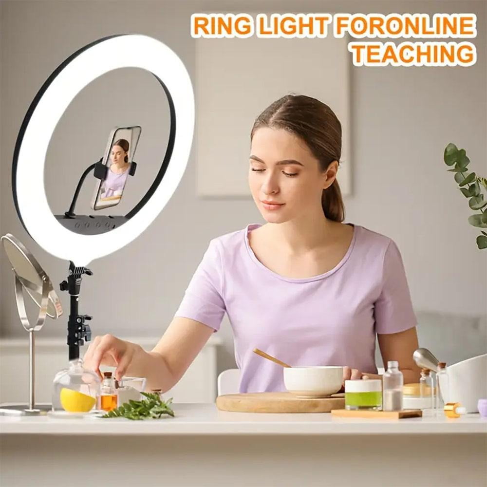 ZOMEI Ring Light with Stand and Phone Holder, 18" Ring Light Tripod for iPhone, Professional LED Circle Light with 70" Tripod, Selfie Ringlight for Live Streaming, Makeup, Barber, TikTok, YouTube
