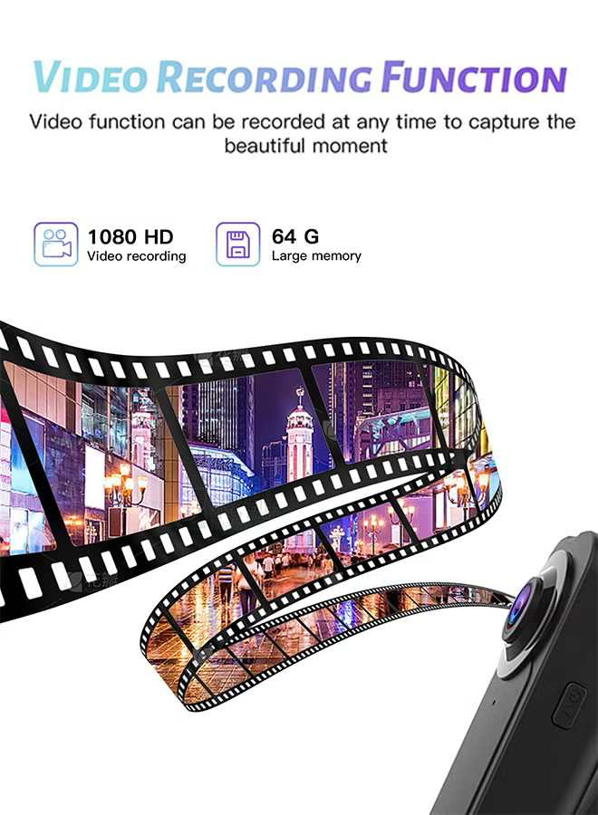 Mini Body Camera 1080P HD Wearable Video Recorder with Clip, Motion Detection, Night Vision, Loop Recording, Built-in Battery, Includes 128GB Micro SD Card