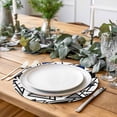 thumbnail image 2 of Navy Blue Black Geometric Round 13 Inch Placemats Set of 8, Abstract Art Modern Line HeatResistant Non Slip Place Mats for Dining Table, Wipeable Braided Kitchen Table Mats for Housewarming, 2 of 9