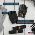 thumbnail image 4 of MRX Leather Weight Lifting Gym Gloves Cross Power lifting Fitness Exercise Bodybuilding Workout With Free Bar Strap Black,Orange(Medium), 4 of 7