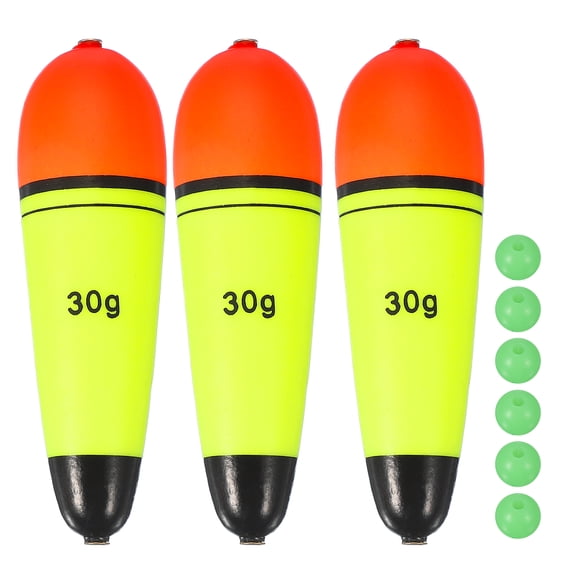 Fishing Slip Bobbers, EVA Foam Bobbers Slip Floats with Fish Beads, 1.1 oz Floatage & 3 Pcs & Red/Yellow -Fitting for Perch Carp